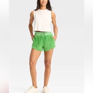 JoyLab Women's Towel Terry High-Rise Shorts Vibrant Green S